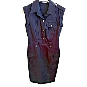 Marvin Richards Classic Sheath Cocktail Dress Size S/M Black Denim Claassic